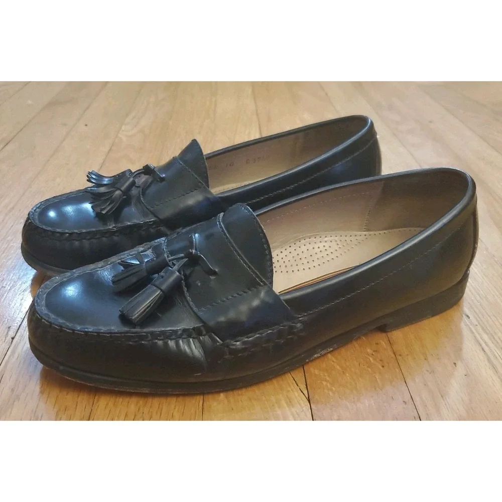 Cole Haan City Mens Black Leather Tassel Dress Loafer Slip-On US 10 D